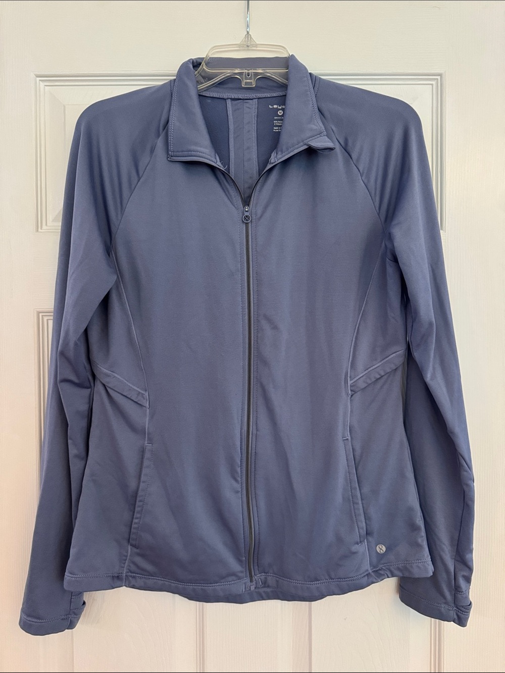Women’s Full-Zip Jacket in Dusty Blue. Women’s Medium.